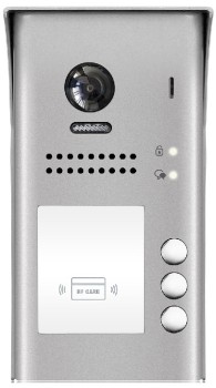 Preview: DT607ID Aufputz Außenstelle ausAluminium mit 3 Klingeln, RFID Funktion und 170° Fischaugenkamera